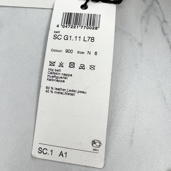Marc Cain Black Leather Silver Chain Belt NWT ✨ main image 7